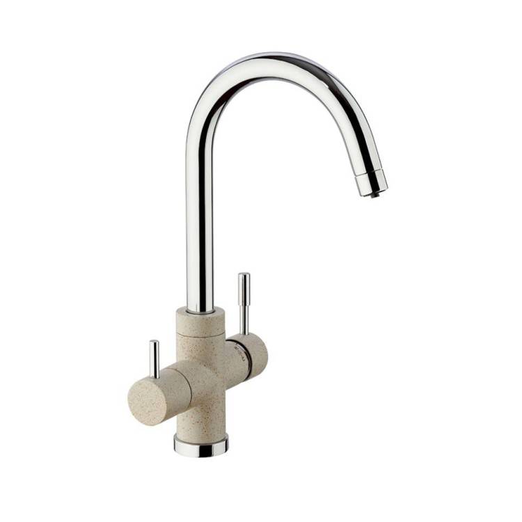 Смеситель для кухни Paini Cox 7894643CR3V11L2KM на 3 воды, GRANITE AVENA