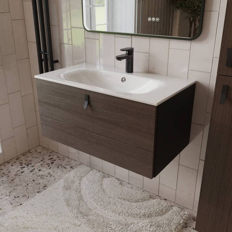 Тумба с раковиной Terminus Kontur KON10801200001O венге, графит, 80x38