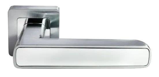 Дверная ручка Morelli FLEX MH-44 SC/CP-S55 матовый хром/хром, раздельная, на квадратной накладке