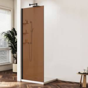 Душевая перегородка Vincea Walk in WS VSW-1HWS900GSB профиль черный, стекло янтарь, 90x200