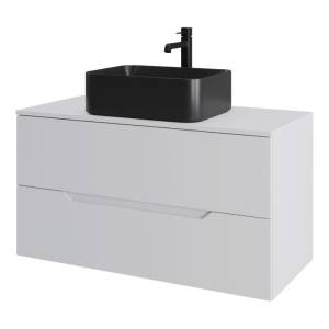 Тумба с раковиной Orange Line Li-100TuwMDF+B02-460MB белая матовая, 100 см