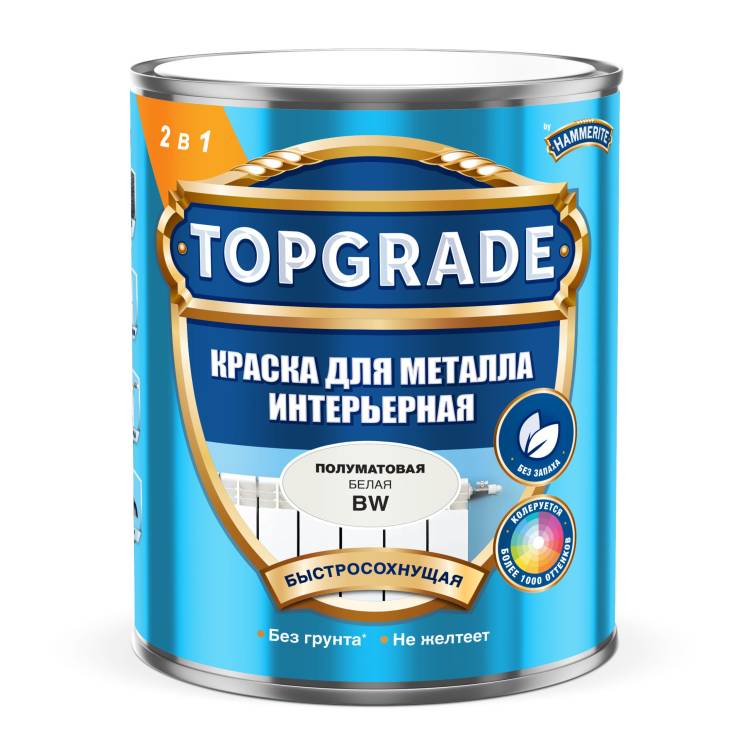 Краска для металлических поверхностей Topgrade Интерьерная BW 0.9 л