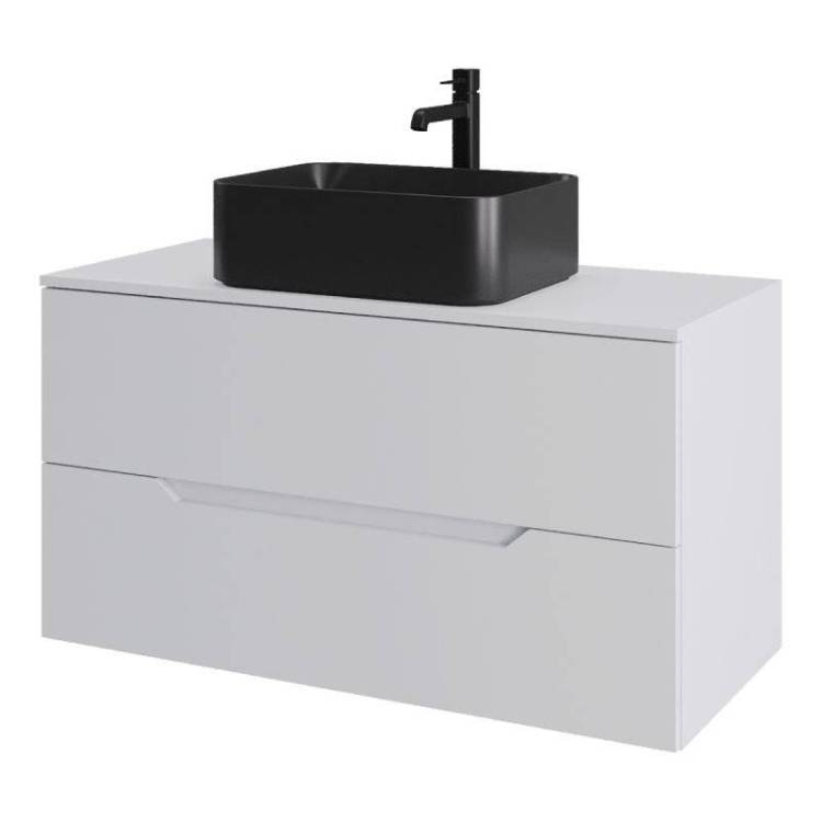 Тумба с раковиной Orange Line Li-100TuwMDF+B02-460MB белая матовая, 100 см