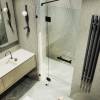 Душевая дверь в нишу MaybahGlass MGD-490-6 с добором на петлях, стекло прозрачное, профиль черный, 1950x1200 фото 2