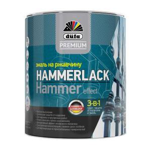 Эмаль на ржавчину Dufa Premium Hammerlack 3-в-1 молотковая черная 0.75 л