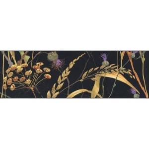 Бордюр Kerama Marazzi Астория SST/A03/12000R Птицы Черный Обрезной 8x25