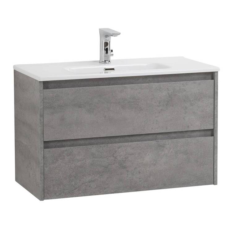 Тумба с раковиной Belbagno Kraft 39 KRAFT 39-800/390-2C-SO-CG 80x39x50 Cemento Grigio подвесная с двумя выкатными ящиками