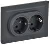 Розетка 2-местная с заземлением и шторками IEK Brite BR-R24-16-K53-F графит