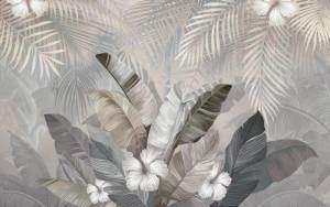 3D Фотообои Artegrafico «Тропический букет в нежных тонах» TP-009 песок
