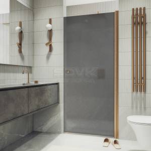 Душевая дверь в нишу MaybahGlass MGD-1673-2 профиль бронза, стекло черное матовое, 198x70