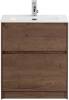Тумба с раковиной Belbagno Kraft KRAFT-600-2C-PIA-RT 60x46x83 Rovere Tabacco напольная с фрезерованными ручками по всей длине фасада с двумя выкатными ящиками