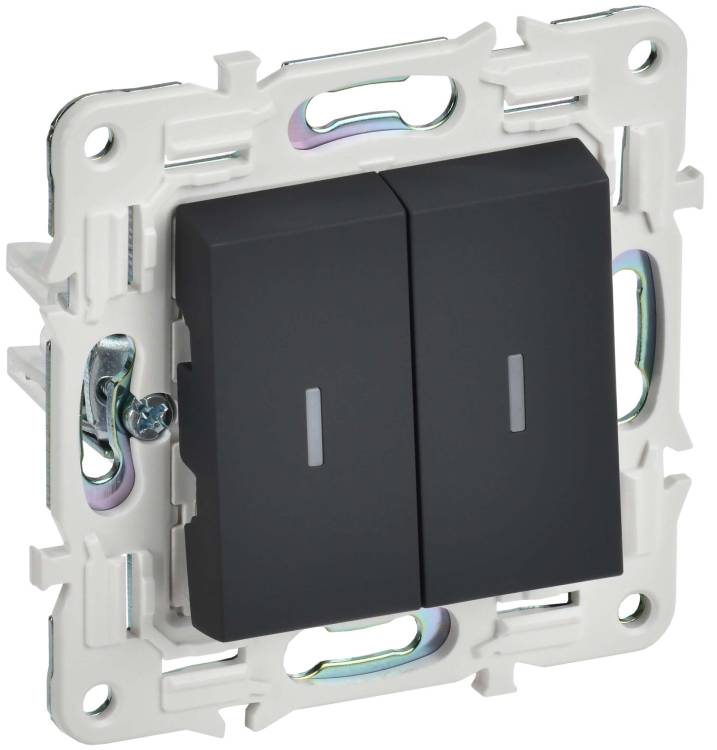 Выключатель 2-клавишный IEK Skandy SK-V20-1-10-K53 графит