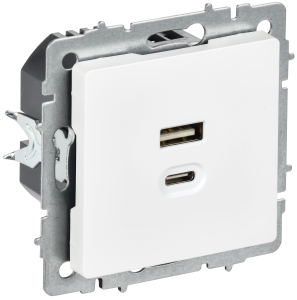 Розетка USB type A+C IEK Brite BR-U22-045-K91 арктический белый