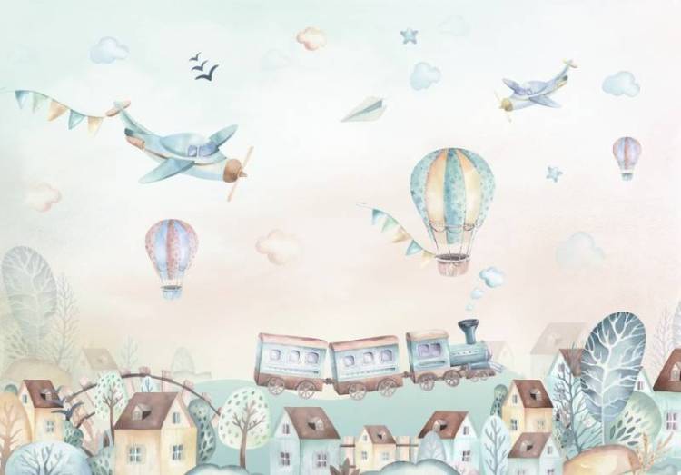 3D Фотообои Artegrafico «Весёлый паровозик» KID-034 песок