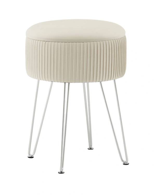 Пуф Stool Group Астор 23A1696VD-8167-01-S бежевый серебряные ножки