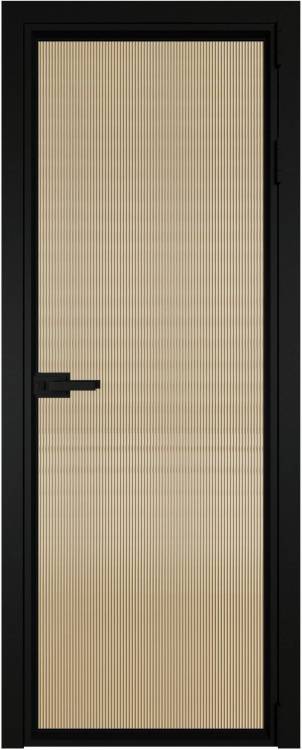 Межкомнатная дверь Profil Doors 1 AV цвет профиля Черный, стекло безопасное 6 мм мору золото 700x2000