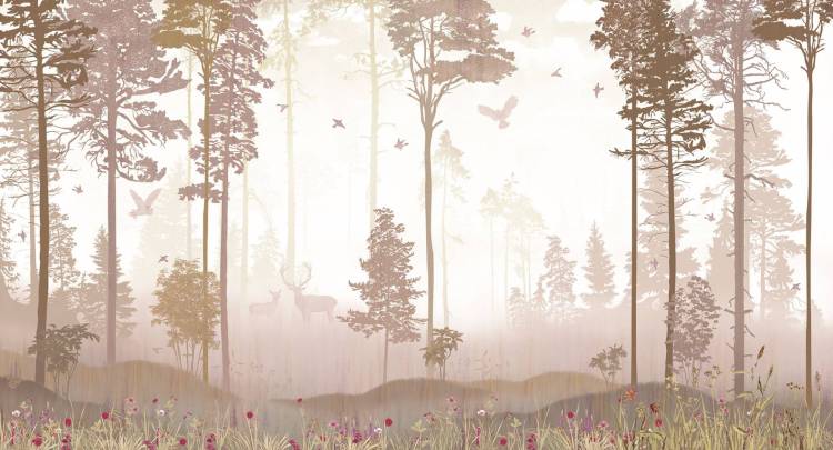 Фреска Ortograf Flora 31266 Foggy forest sepia Филиграна со стразами FM-F/S