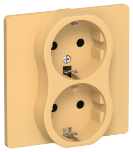Розетка 2-местная с заземлением IEK Flite FI-R21C-16-K90 золотарник