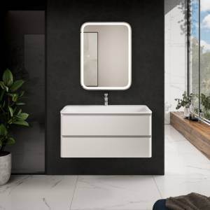 Тумба под раковину AQUAme S4 AQM900410WH подвесная, белый глянец, 100 см