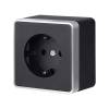 Розетка 1-местная с заземлением Werkel Gallant W5071034 черный с серебром