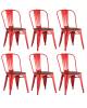 Набор из 6 стульев Stool Group Tolix YD-H440B-W LG-03 X6 красный глянцевый, темное дерево