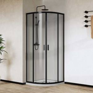Душевой уголок Vincea City VSQ-5CT900CLB 900x900, профиль черный матовый, стекло прозрачное