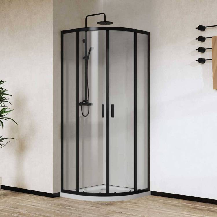Душевой уголок Vincea City VSQ-5CT900CLB 900x900, профиль черный матовый, стекло прозрачное