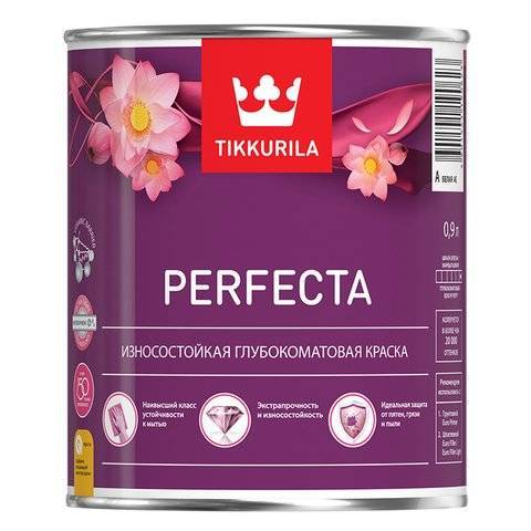 TIKKURILA PERFECTA краска износостойкая, интерьерная, глубокоматовая, база C (0,9л)