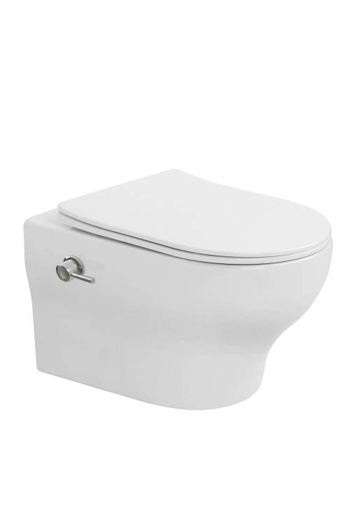 Унитаз подвесной Boheme Fiore 978-SET-2-W с функцией биде, с крышкой-сиденьем, белый глянец