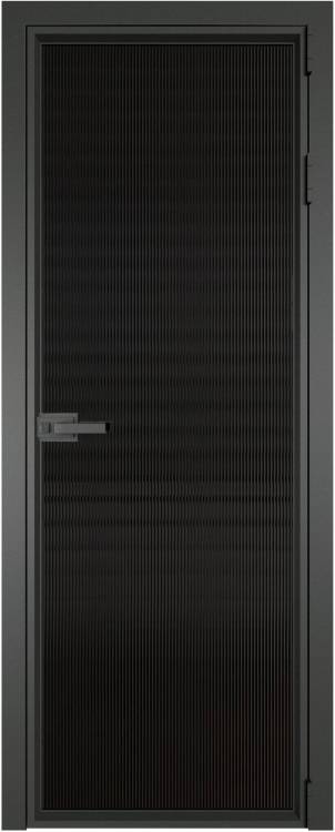 Межкомнатная дверь Profil Doors 1 AV цвет профиля Серая ночь, стекло безопасное 6 мм мору черный 700x2000