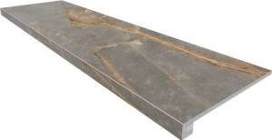 Ступень Ametis by Estima Intense 70533 Set/Steptrade/IN01_NS/33x120/Riser/IN01_NS/14,5x120 Grey неполированная с бортиком 33x120 + Подступенок 14.5x120