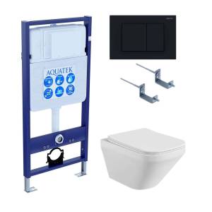 Унитаз с инсталляцией Aquatek Лира-012 4в1 с черной матовой кнопкой