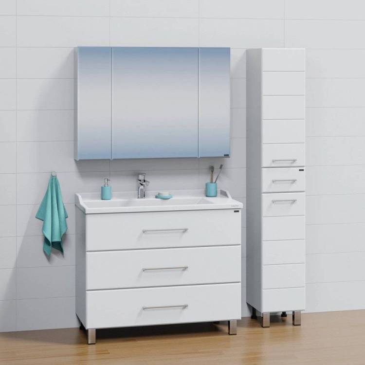 Мебель для ванной СанТа Омега 100 напольная белая без доводчиков