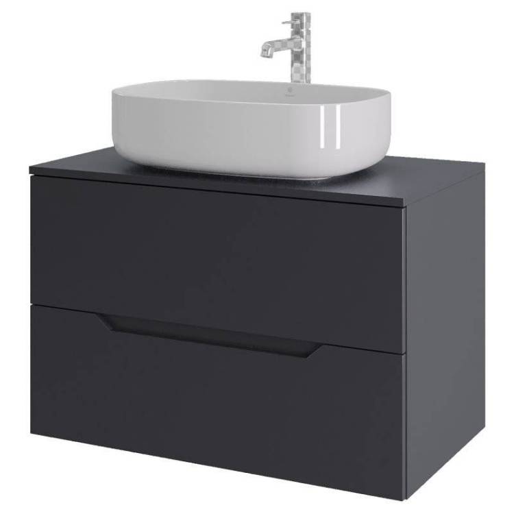 Тумба с раковиной Orange Line Li-80TugMDF+B07-540W графит матовый, 80.5 см