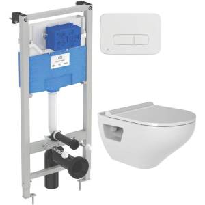 Комплект Унитаз подвесной Bien Ion IOKA050N2VP0W5000 безободковый + Инсталляция Ideal Standard ProSys 120P R027767 + Кнопка Oleas R0124AA хром