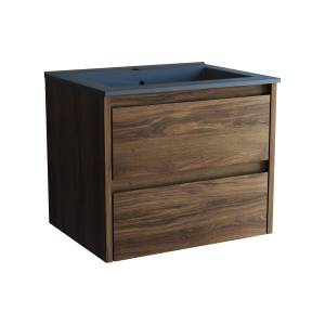 Тумба с раковиной Vincea Gio 600 2 выкатных ящика, C.Oak, раковина антрацит матовый