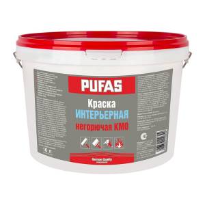 Интерьерная негорючая краска Pufas КМ0 неморозостойкая RAL 9011 10 л