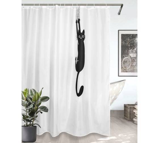 Штора для ванной Bath Plus akch-21325 с кольцами, 180x200, белый