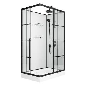 Душевая кабина Niagara Standart ST100/80/15QR/KL/BKT 1000х800х2150, профиль черный матовый, правая, 3 места