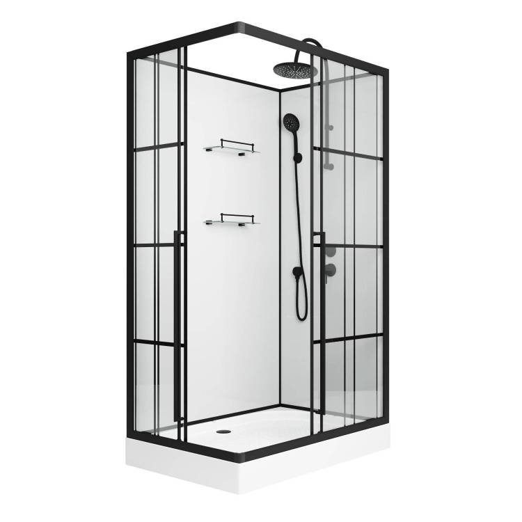 Душевая кабина Niagara Standart ST100/80/15QR/KL/BKT 1000х800х2150, профиль черный матовый, правая, 3 места