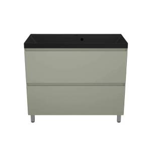 Тумба с раковиной Style line Манхэттен 100 напольная, олива, раковина антрацит