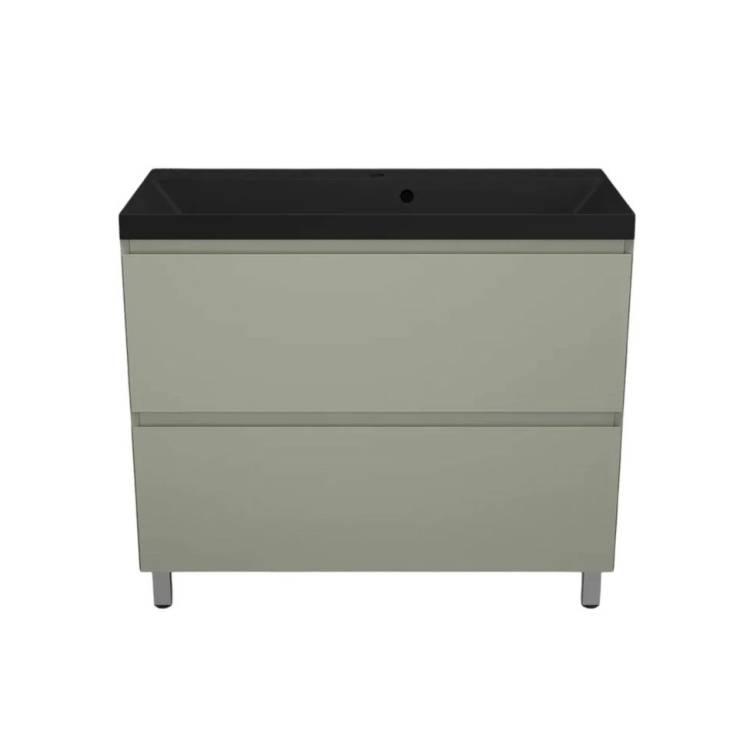 Тумба с раковиной Style line Манхэттен 100 напольная, олива, раковина антрацит