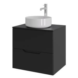 Тумба с раковиной Orange Line Li-60TubMDF+B09-360W черная матовая, 60 см