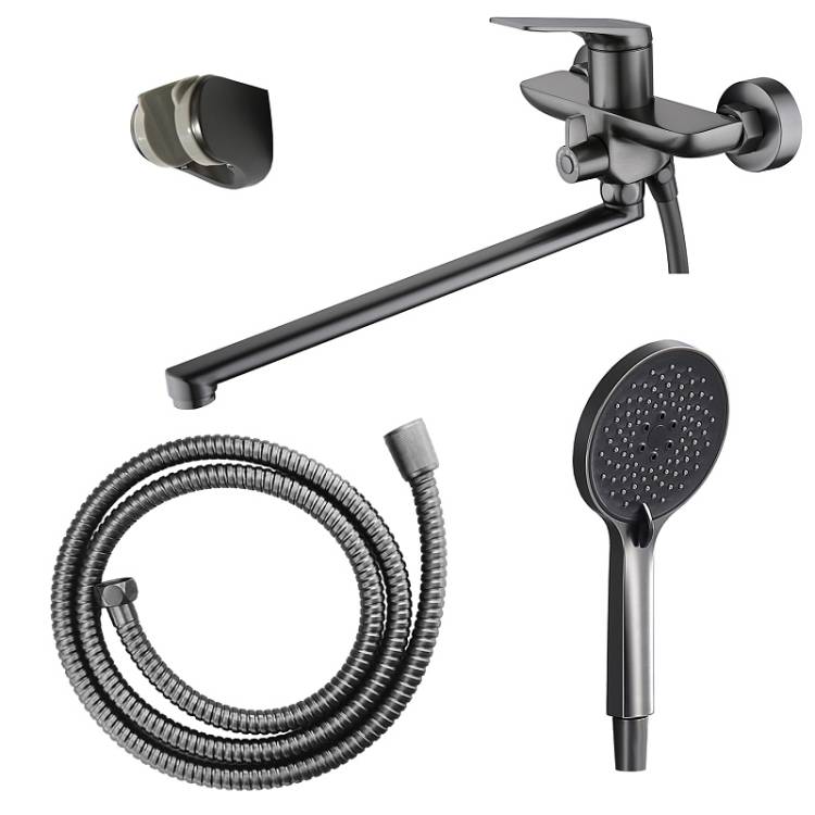 Смеситель для ванны Azario Lursy AZ-K1749GR длинный излив, серый графит