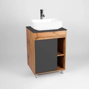 Тумба с раковиной Viant Бостон VBOS65NG-T1ST 500x655x820 1 ств со столешницей графит
