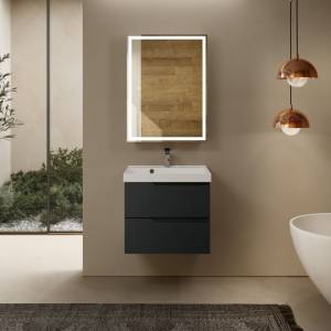 Тумба с раковиной AQUAme S3 подвесная, антрацит, 60 см
