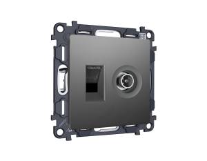 Комплект механизма компьютерной розетки+TV оконечной Ambrella Volt MA MA662510 антрацит серый