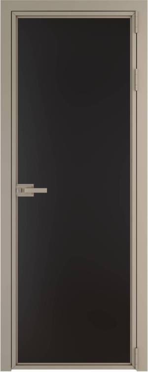 Межкомнатная дверь Profil Doors 1 AX цвет профиля Никель матовый, стекло безопасное 6 мм монохром черный 800x2000