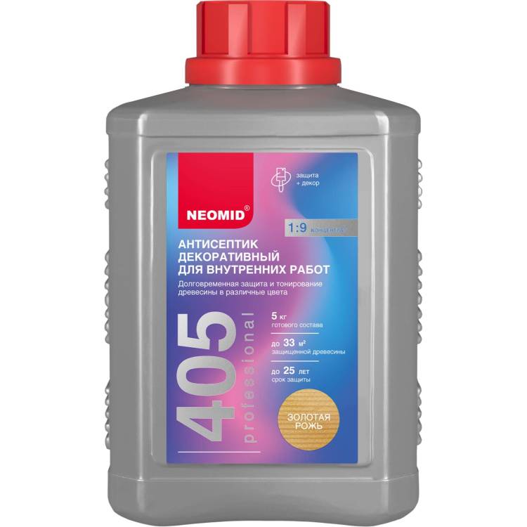 Антисептик декоративный для внутренних работ Neomid 405 золотая рожь 0.5 кг