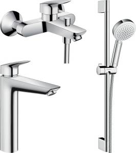 Душевой комплект Hansgrohe Logis 71091000 + Logis 71400000 + душевой гарнитур Crometta 100 Vario 26651400